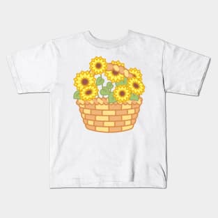 Yellow Summer Sunflower Basket Kids T-Shirt